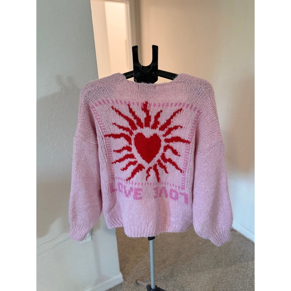 Vintage Havana LOVE Pink Open Cardigan Sweater OneSize (Oversized) Made in Italy